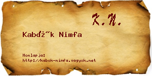 Kabók Nimfa névjegykártya